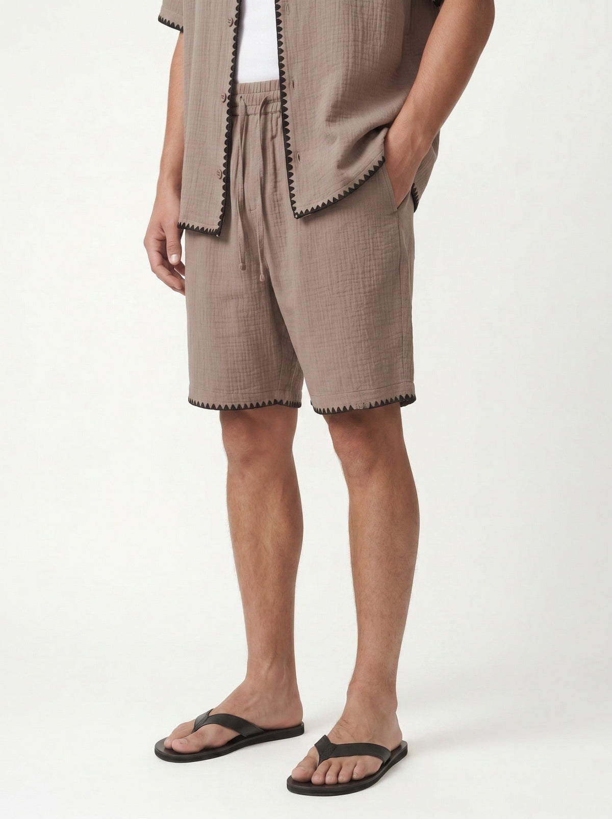 Stitched-Detail Shirt and Shorts Set