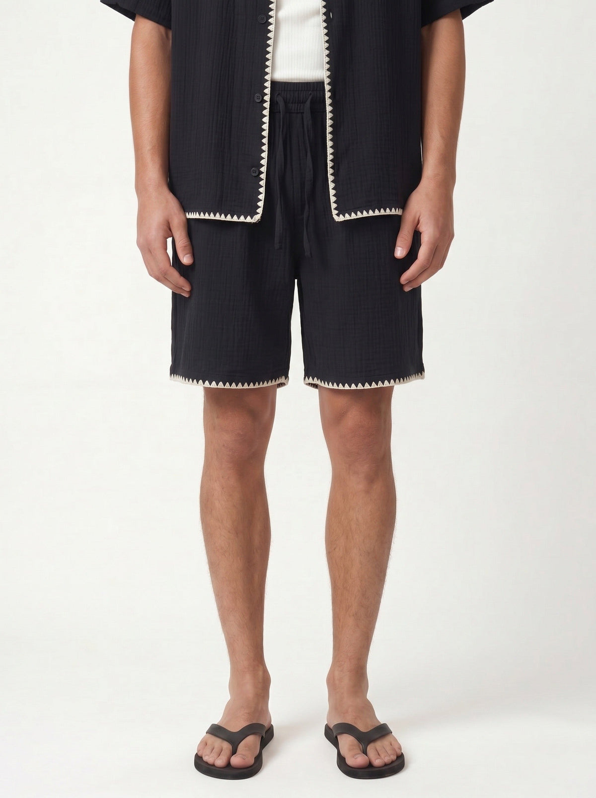 Stitched-Detail Shirt and Shorts Set