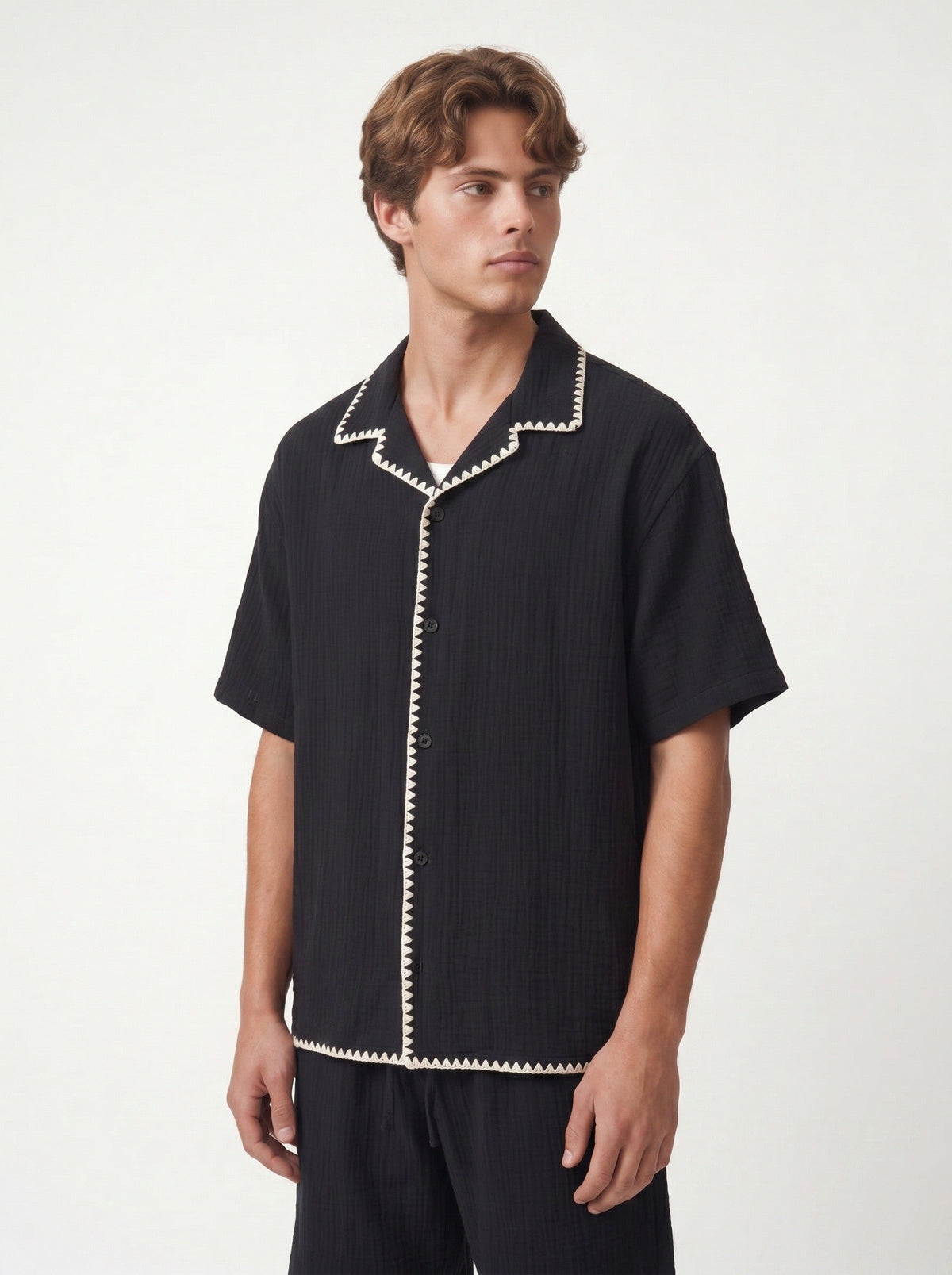Stitched-Detail Shirt and Shorts Set
