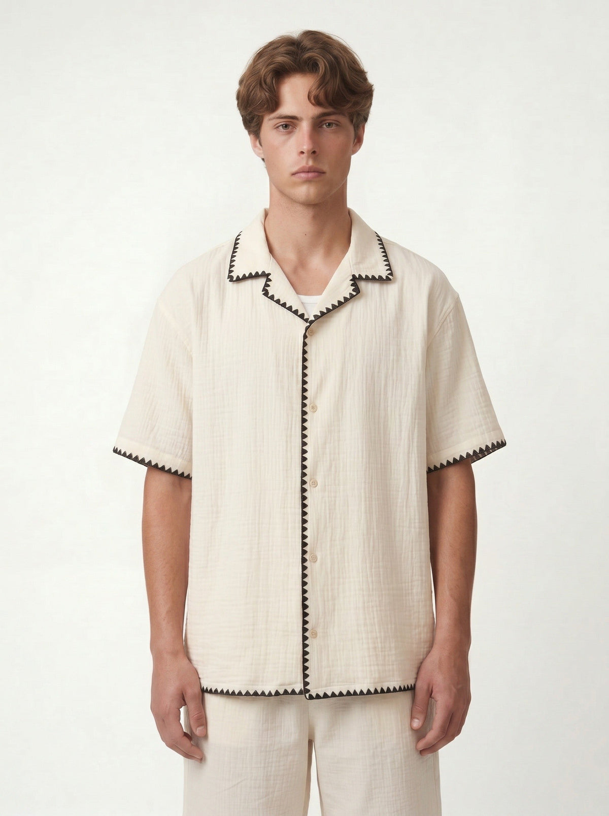 Stitched-Detail Shirt and Shorts Set