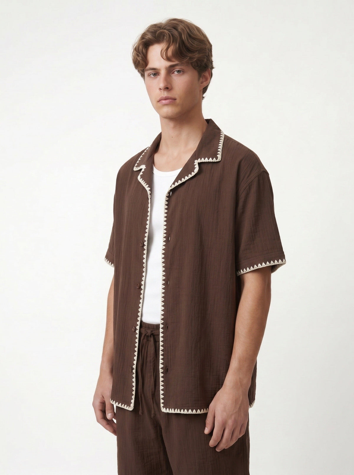 Stitched-Detail Shirt and Shorts Set