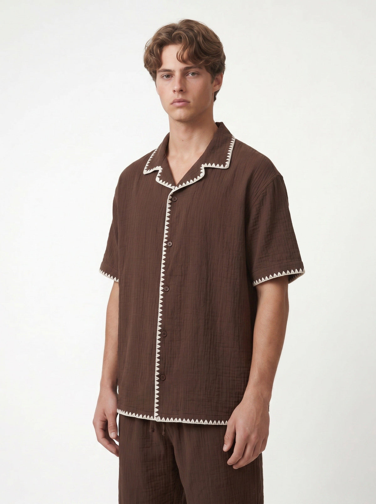 Stitched-Detail Shirt and Shorts Set