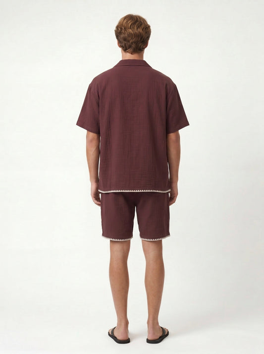 Stitched-Detail Shirt and Shorts Set