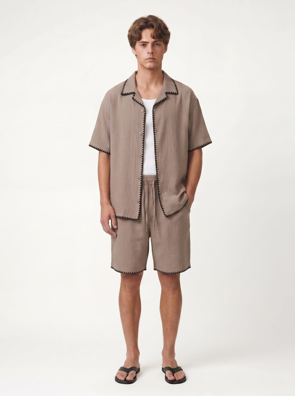 Stitched-Detail Shirt and Shorts Set
