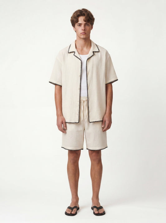 Stitched-Detail Shirt and Shorts Set