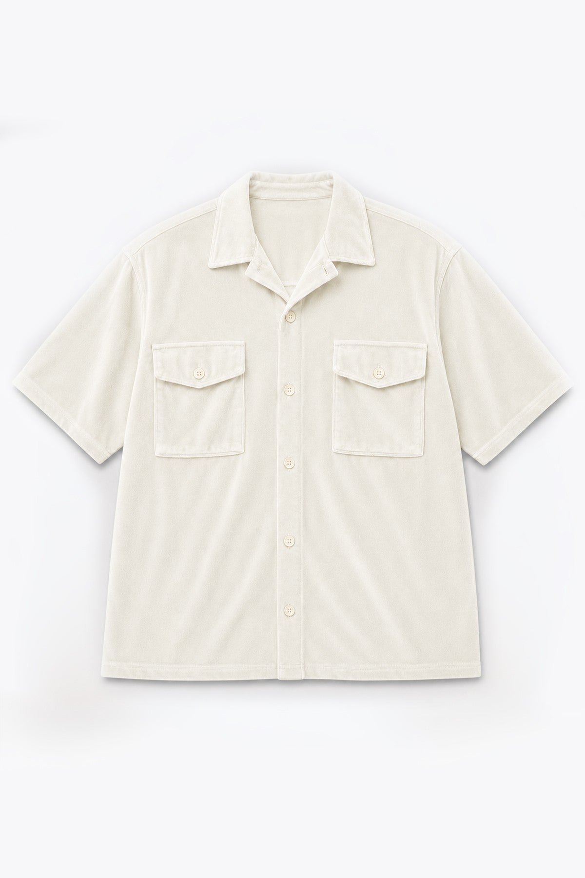 Short-Sleeved Oversized Shirt with a Suede-Like Texture